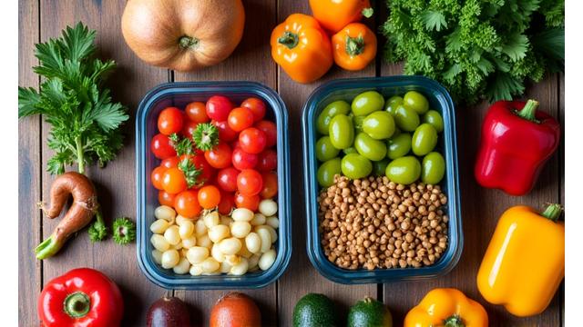 Healthy meal prep and fresh vegetables